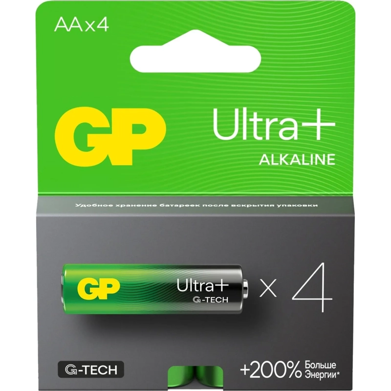 Батарейка GP Ultra+ Alkaline LR6 (АА), 4шт/уп (15AUPA21-2CRSB4)