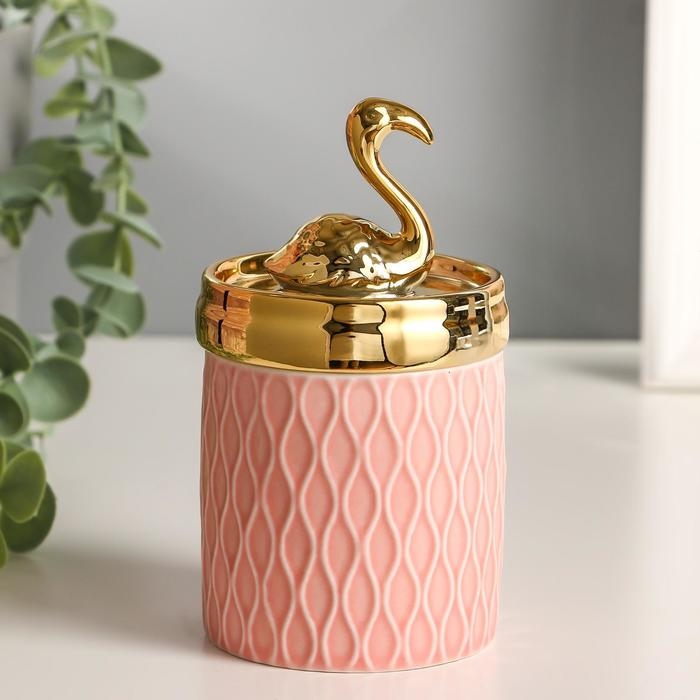 Шкатулка керамика Шкатулка керамика "Золотой фламинго" 13,5х7,5х7,5 см