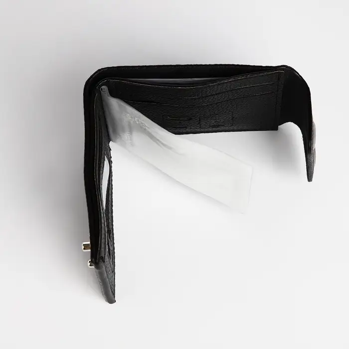 Портмоне мужское на магнитах, отдел для купюр, карт, монет, чёрное