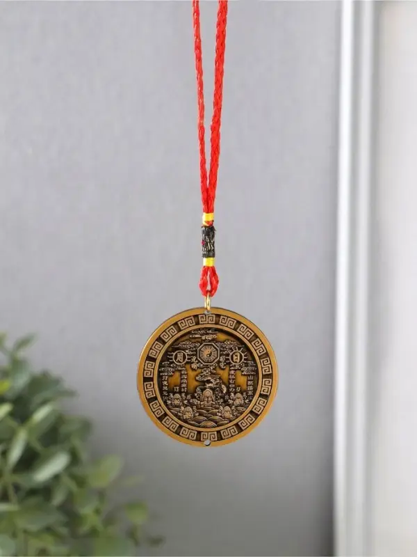 Подвеска металл, текстиль &laquo;Ба-гуа. Инь-ян, солнце и луна&raquo;, 2 стороны, 5.2&times;5.2&times;0.3 см