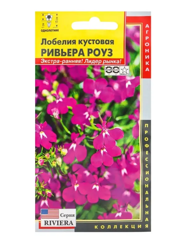 Семена цветов Лобелия кустовая &laquo;Ривьера Роуз&raquo;, драже, 8 шт., &laquo;Агроника&raquo;