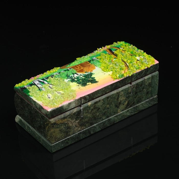 Ларец Ларец "Лето" 15х7х5,5 см, каменная крошка, змеевик