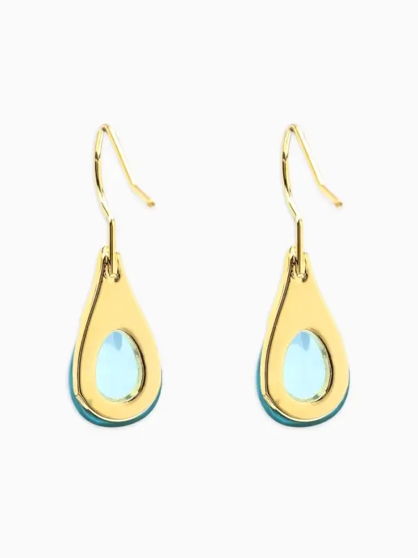 Серьги "Капля",  цвет голубой в золоте