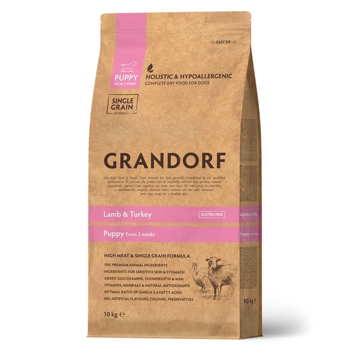 Сухой корм Grandorf для щенков, ягненок/индейка, низкозерновой, 10 кг Сухой корм Grandorf для щенков, ягненок/индейка, низкозерновой, 10 кг