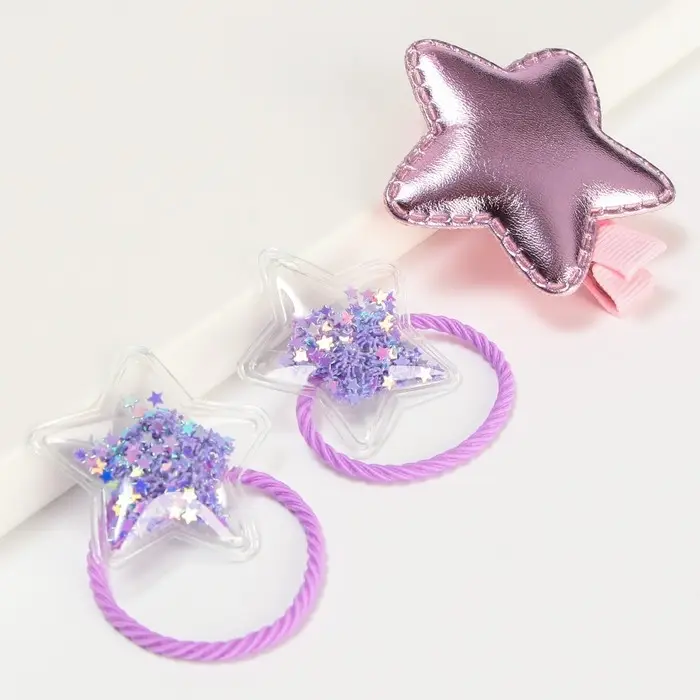 Набор для волос: резинка и заколка фиолетовая "Звездочки",  My Little Pony, 3 шт