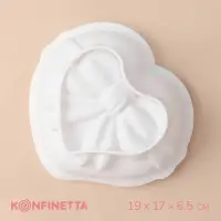 Форма для выпечки и муссовых десертов KONFINETTA &laquo;Сердце с бантом&raquo;, 19&times;17&times;6.5 см, силикон, белая