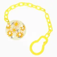 Соска - пустышка с держателем Крошка Я &laquo;Цветы&raquo;, ортодонтическая, от 6 мес, желтый