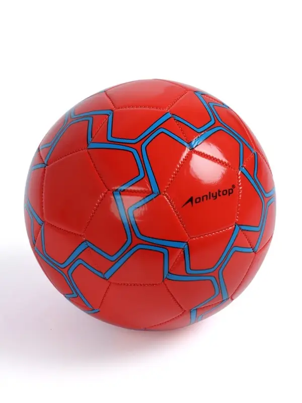Футбольный мяч ONLYTOP, машинная сшивка, 32 панели, р. 5, PVC, резиновая камера, красный