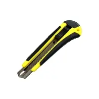 Нож канцелярский, 18 мм, с направляющим фиксатором, прорезиненный, в блистере, МИКС