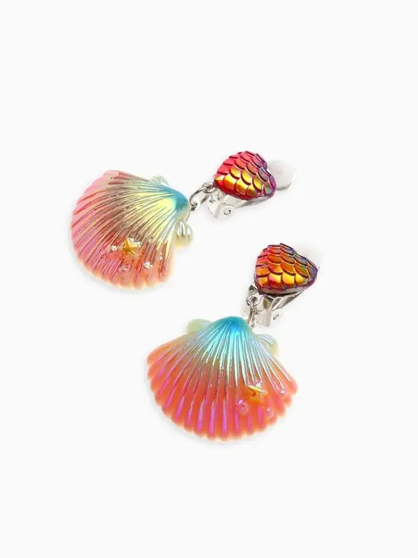 Клипсы детские «Выбражулька» ракушка, элемент сердце, разноцветные Клипсы детские «Выбражулька» ракушка, элемент сердце, разноцветные