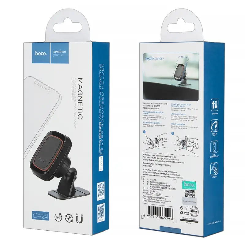 Автодержатель CA24 магнитный HOCO Черный