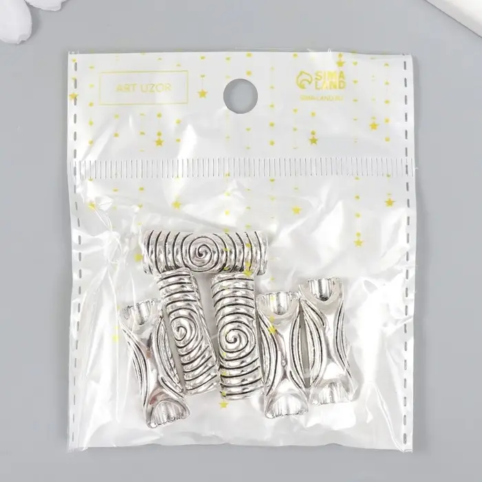 Бусина для творчества металл "Спираль" серебро G470B705 1х2,8 см