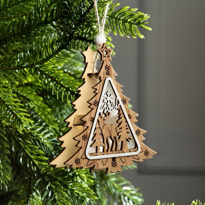 Ёлочная игрушка «Ёлочка с оленем», от батареек, свечение тёплое белое Ёлочная игрушка «Ёлочка с оленем», от батареек, свечение тёплое белое