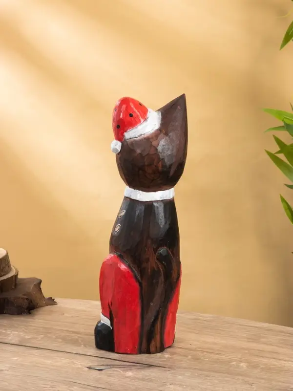 Фигура интерьерная &laquo;Кот новогодний&raquo;, 14&times;10&times;40 см, дерево