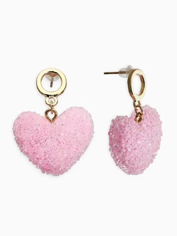 Серьги Серьги "Сердце сахарное", цвет розовый в золоте