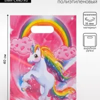Пакет &laquo;Единорог&raquo; полиэтиленовый с вырубной ручкой, детский, 35 мкм, 30&times;40 см