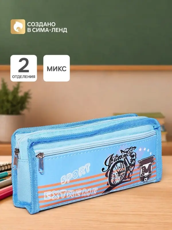 Пенал школьный &laquo;Спорт&raquo; на молнии, 2 отделения, МИКС