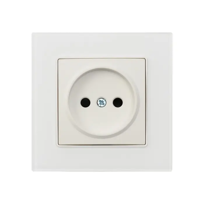 Розетка TOT Matte Glass, 10 А, стекло, скрытая, одноместная, без заземления, белая