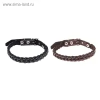 Ошейник кожаный плетеный, 42 х 2 см, ОШ 35-45 см, микс цветов