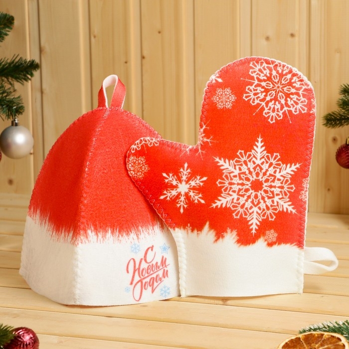 Банный набор в портфеле  Банный набор в портфеле "С новым годом", красный