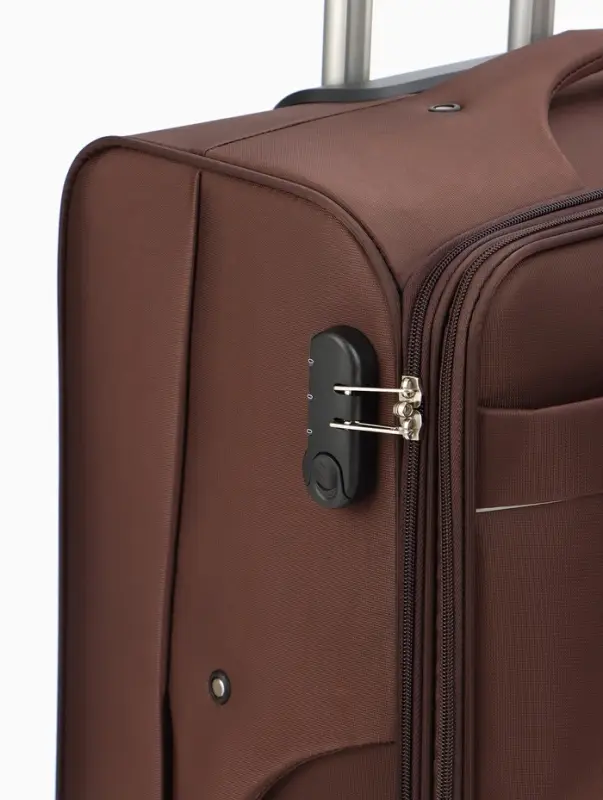 Чемодан на колёсах TEXTURA, кодовый замок, с увеличением, 47&times;30&times;78 см, 28", коричневый