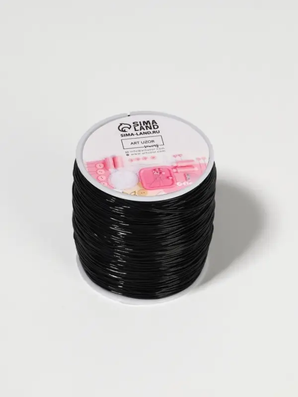 Нить для плетения, эластичная, 100&plusmn;1 м, d=0.8 мм, чёрная