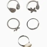 Набор колец 5 шт "Новый стиль" море, размер МИКС, цвет белый в серебре