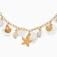 Колье "Летний вайб" ракушка, цвет белый в золоте