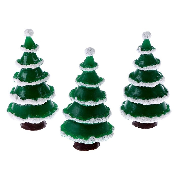 Новый год! Миниатюра кукольная «Снежная ёлка», набор 3 шт., размер 1 шт. — 2 × 2 × 3 см