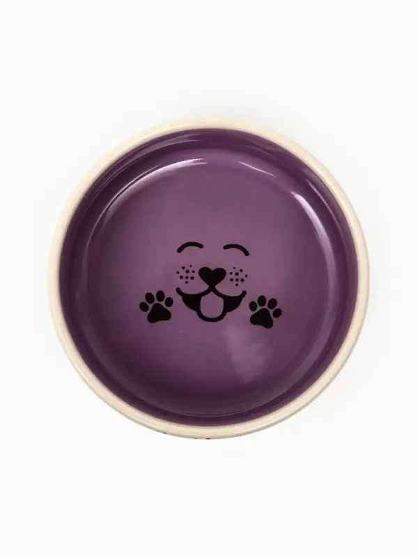 Миска Smile Dog, 200 мл, 10.5&times;10.5&times;4 см, керамика, сиреневая, бежевая