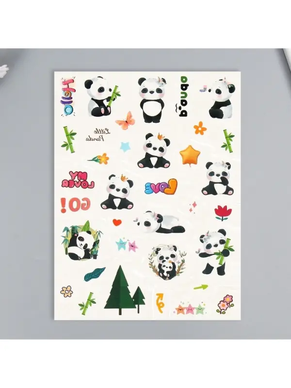 Переводные тату на тело цветные «Белые мишки. Панды», 24×14.5 см, МИКС