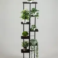 Подставка для цветов Greengo, 8 полок, 36&times;23&times;136 см, напольная, каркас металл, полки МДФ, чёрная