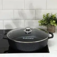 Сотейник KUKMARA, d=32 см, стеклянная крышка, антипригарное покрытие, литой алюминий, чёрный