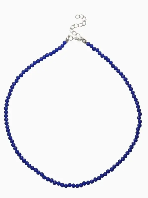 Чокер из бисера «Хрусталь» тёмно-синий в серебре, 37 см + 5 см доп, цепочка