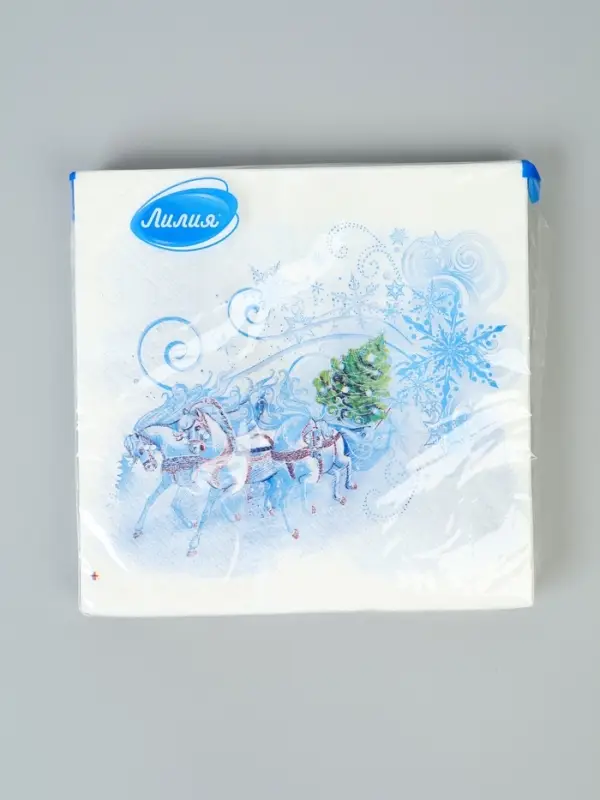 Салфетки бумажные двухслойные «Три белых коня», 33х33, 20 шт