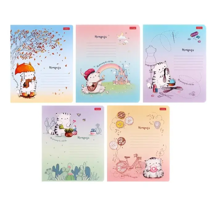 Тетрадь 12 листов, в линейку, "Приключения кота Пирожка", обложка мелованный картон, блок офсет, МИКС