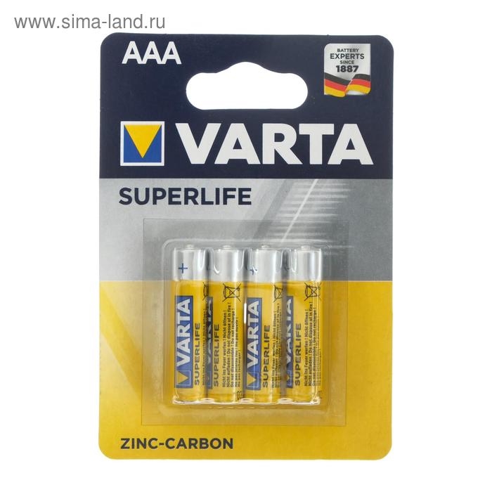 Батарейка солевая Varta SuperLife, AAA, R03-4BL, 1.5В, блистер, 4 шт. Батарейка солевая Varta SuperLife, AAA, R03-4BL, 1.5В, блистер, 4 шт.