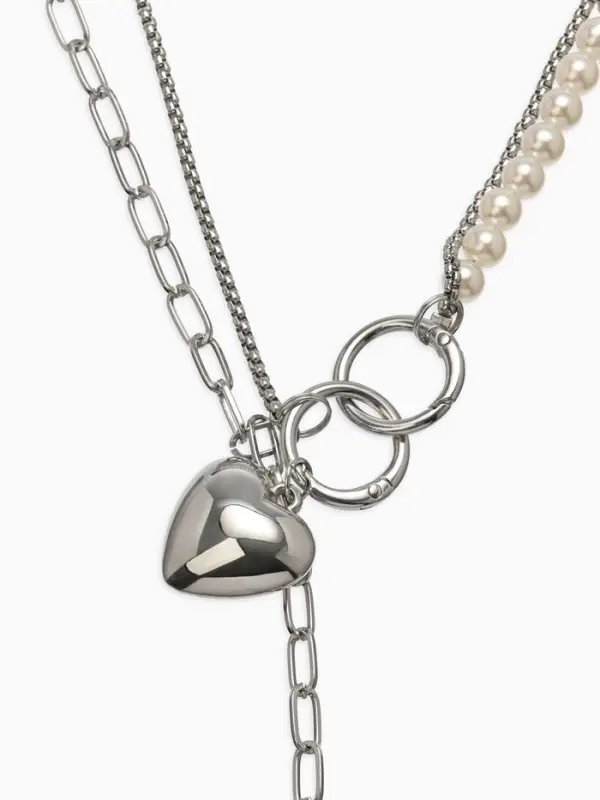 Бодичейн женская «Сердце на цепочке» с бусинами, 135 см, белый в серебре Бодичейн женская «Сердце на цепочке» с бусинами, 135 см, белый в серебре