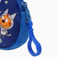 Кошелек детский плюшевый &laquo;Три кота&raquo; синий 9&times;9&times;1