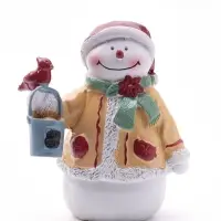 Фигурка декоративная &laquo;Снеговичок с ведёрком и птичкой&raquo;, 7.5&times;5.3&times;9.5 см, полистоун