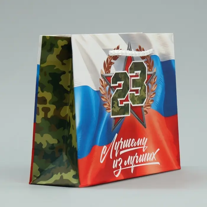 Пакет подарочный ламинированный, упаковка, «С 23 февраля», S 15 х 12 х 5.5 см