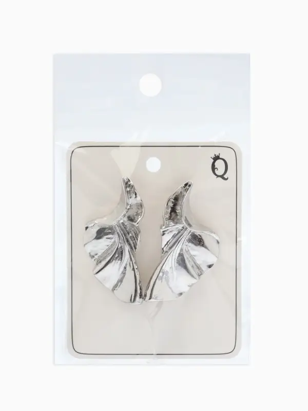 Серьги металл &laquo;Осенний лист&raquo;, искажение, цвет серебро