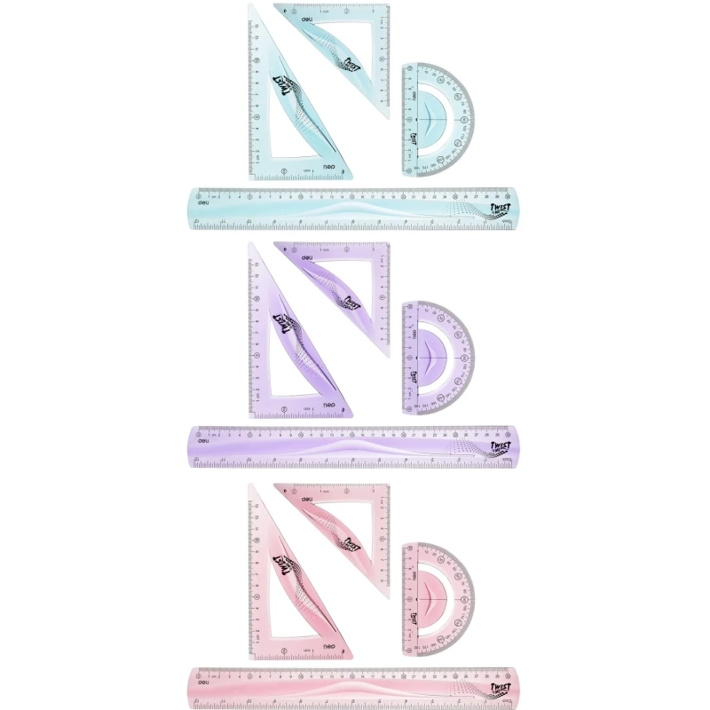 Набор чертежный Deli EH23 больш:лин 30см,угольн 13 и9см,трансп10см,гибк,асс