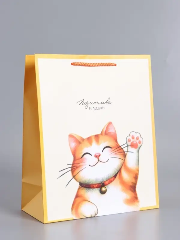 Пакет подарочный "Позитива и удачи" ламинированный 26 х 12 х 32 см