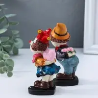 Сувенир полистоун "Клоуны - признание в любви" набор 2 шт 5,2х5х11,5 см