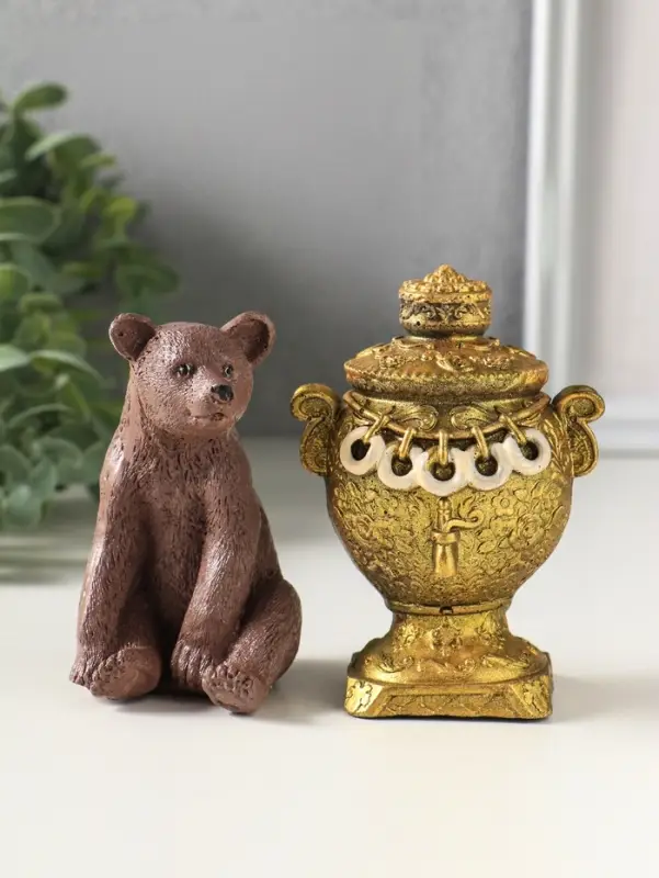 Набор фигурок 2 шт. &laquo;Медведь с самоваром&raquo;, гипс, 11 см