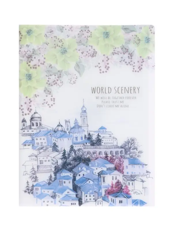 Папка А4, &laquo;Города&raquo; 30 прозрачных файлов, пластик, 400 мкм, МИКС