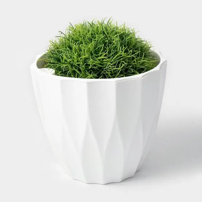 Кашпо для цветов со вставкой &laquo;Флюте&raquo;, 1.9 л, белое