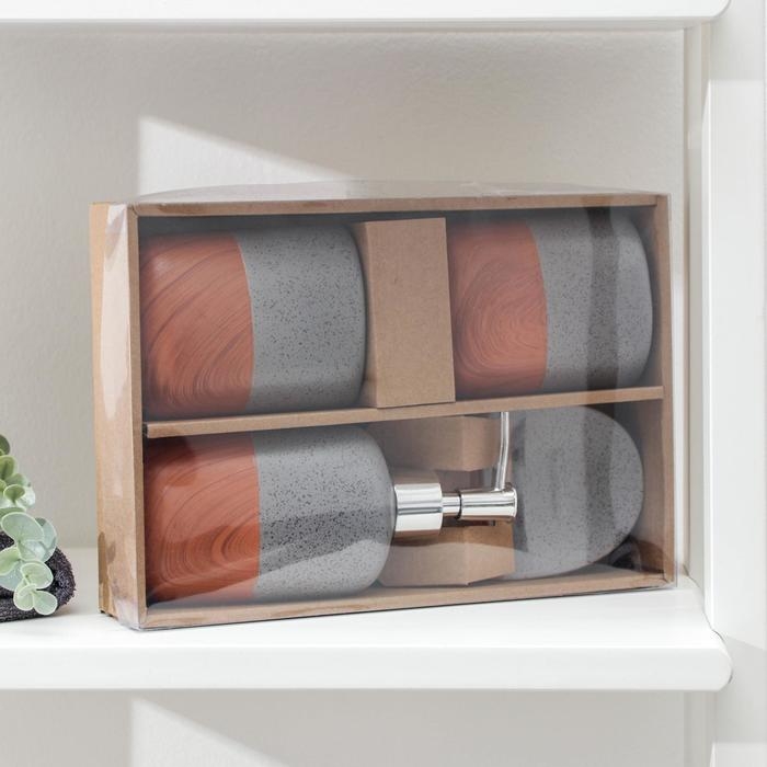 Набор аксессуаров для ванной комнаты «Микаса», 4 предмета (мыльница, дозатор для мыла, 2 стакана), цвет серый Набор аксессуаров для ванной комнаты «Микаса», 4 предмета (мыльница, дозатор для мыла, 2 стакана), цвет серый