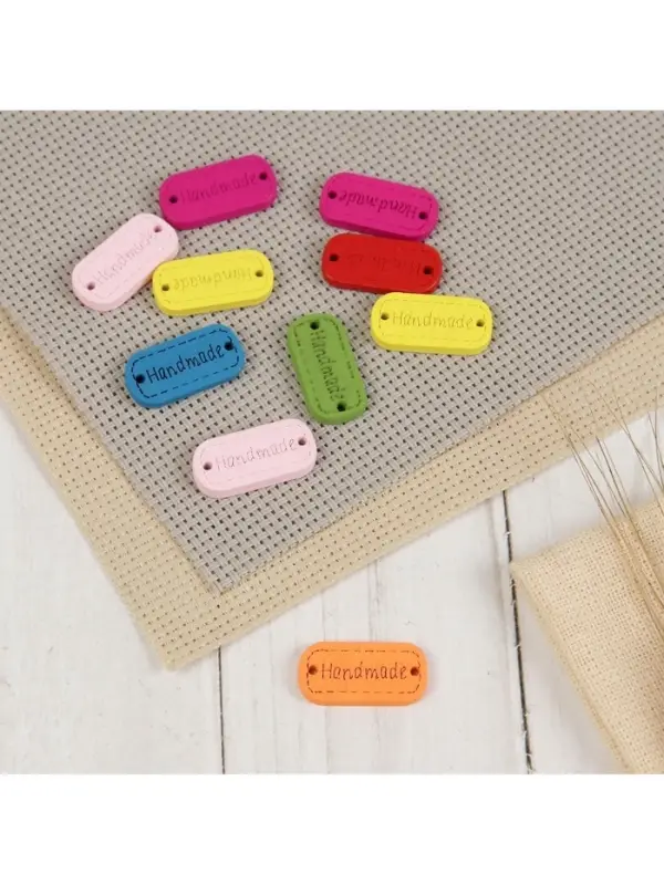 Набор нашивок из дерева Hand made, 2.4×1.2 см, 10 шт., МИКС Набор нашивок из дерева Hand made, 2.4×1.2 см, 10 шт., МИКС